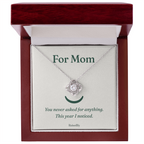 For Mom message card necklace in RaisedBy gift box