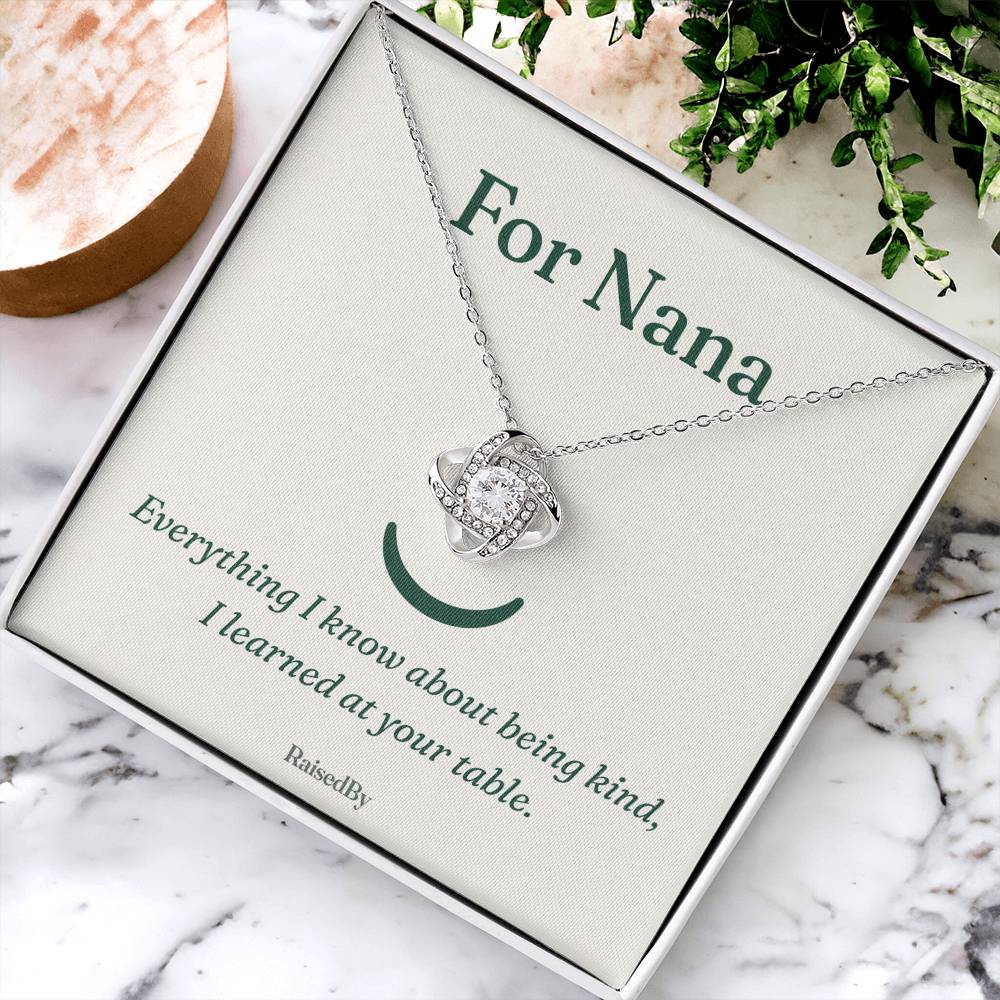 For Nana message card necklace in RaisedBy gift box