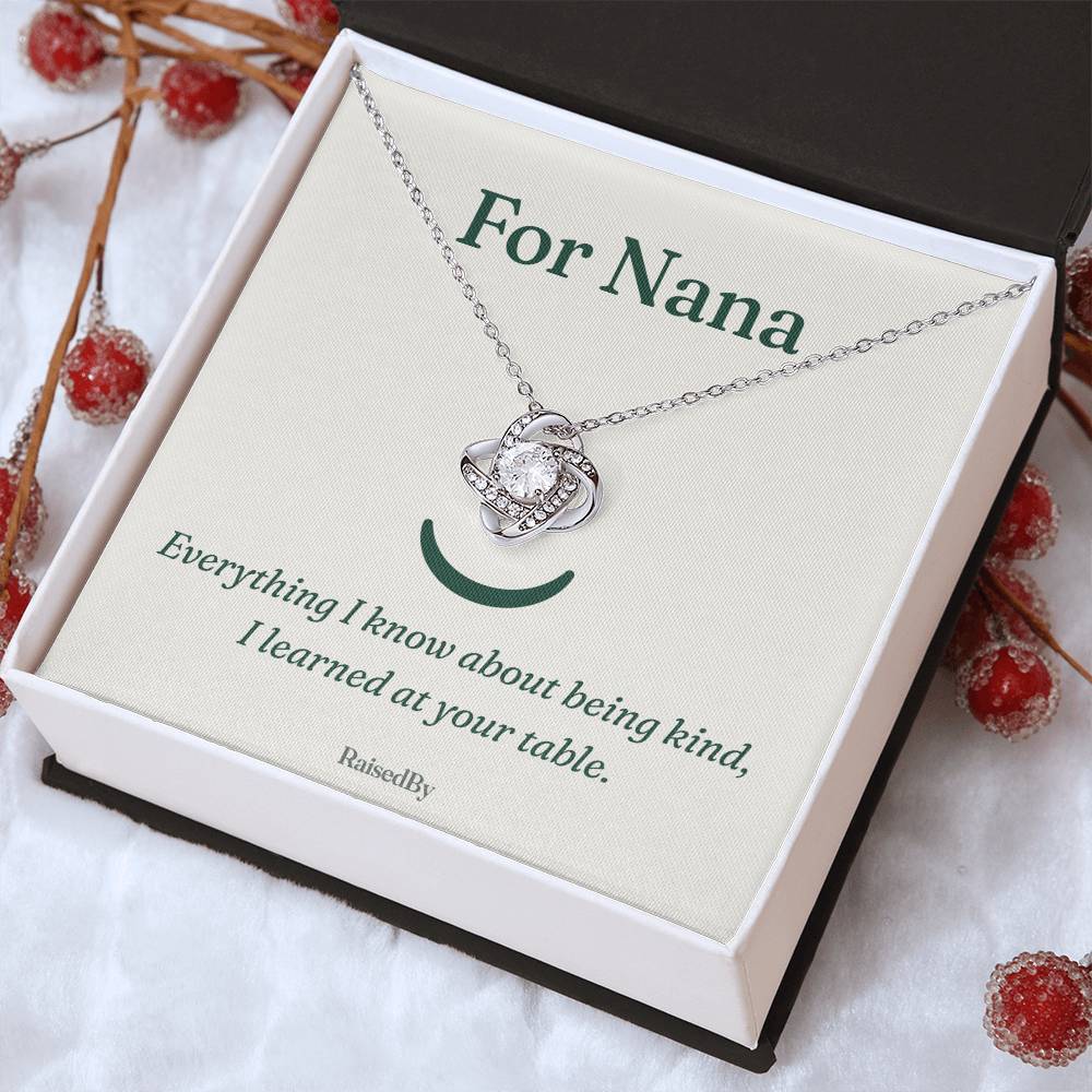 For Nana message card necklace in RaisedBy gift box